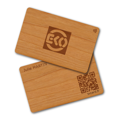 SVCard NFC en madera de cerezo – vue 3