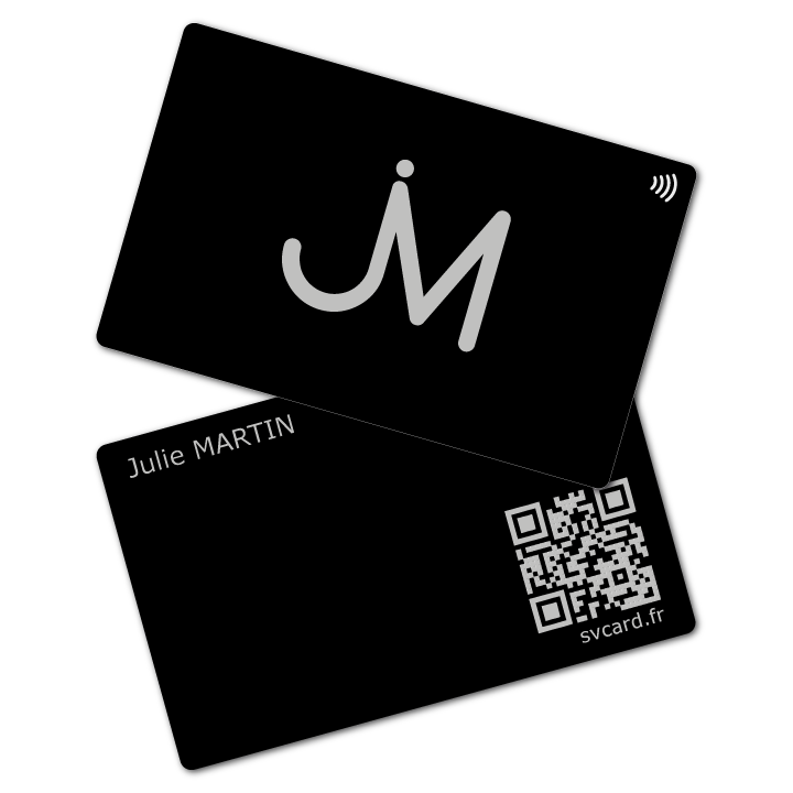 SVCard NFC Métal Noir gravure argentée – vue 3