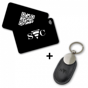 Pack Svcar negro de PVC + llavero de cuero NFC