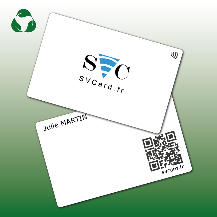 SVCard la carte de visite sans contact NFC en PVC Bio BLanc